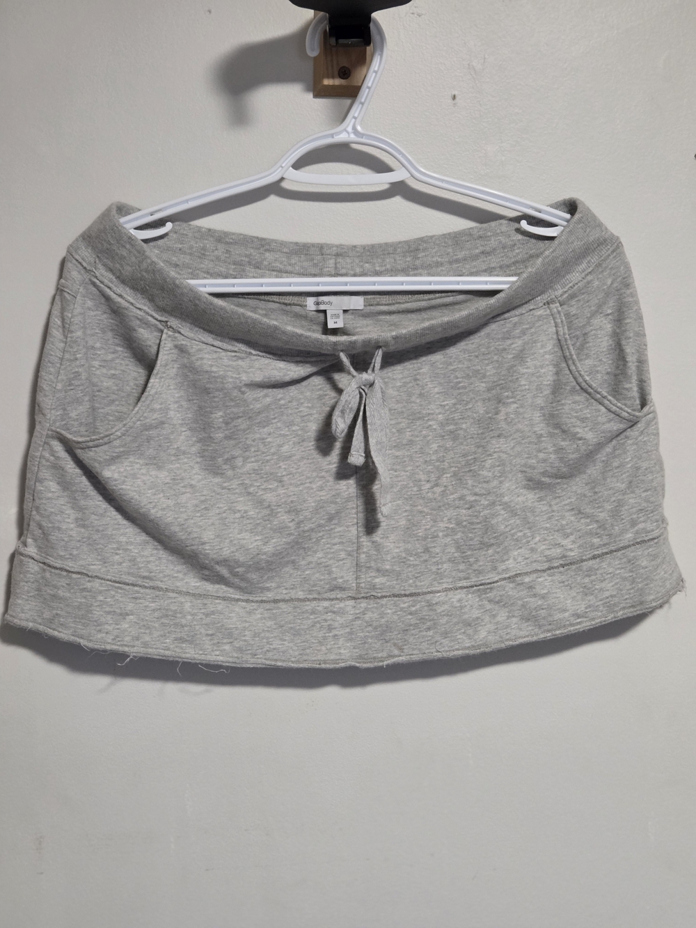 Casual Heather Grey Drawstring Mini Skirt with Pockets